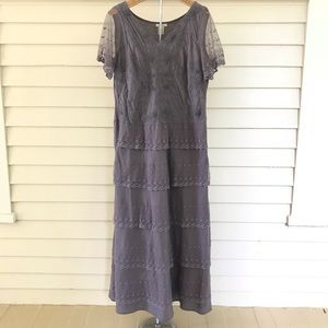 Sundance Fluttering Heart Tiered Lace Maxi Dress Gray Size 12